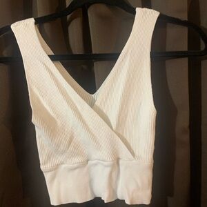White crop top, large, dreamers by dobut. 72% viscose, 28% nylon